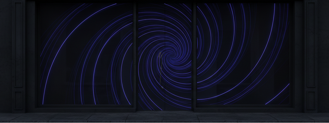 Coraline-inspired dark swirl storefront concept